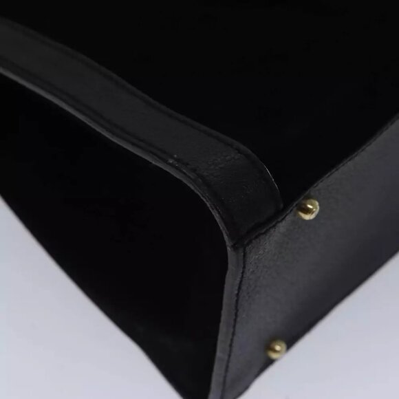 GUCCI Bamboo Hand Bag Suede Leather Black Gold 002 1186 0260 Auth ep5511 - Picture 14 of 16